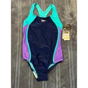 NEW Speedo Girl's One Piece Thick Strap Swimsuit sz 14